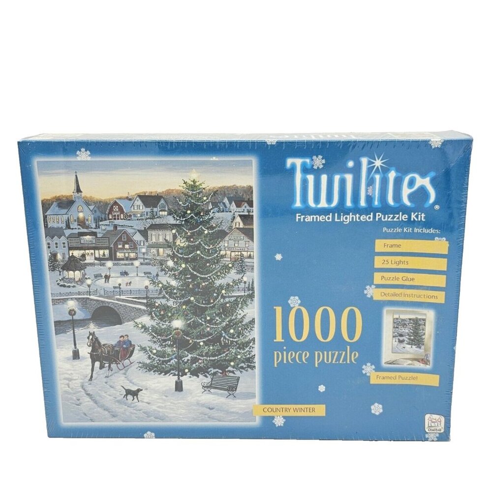 Vintage Twilites Framed Lighted Puzzle Kit 1000 1793 Country Winter Christmas